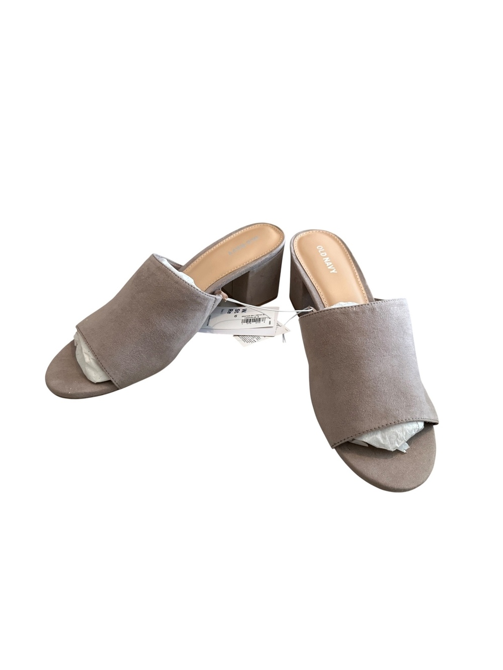 Old Navy Taupe Block Heel Slide Sandals Brand New Deadstock